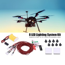 ZLXHDL 8PCS RC LED Light Kit for Airplane Helicopter, RC Light Accessory with 23.6in Cable, RC Aircraft Lighting System, Flashing Landing Gear Wing Lights