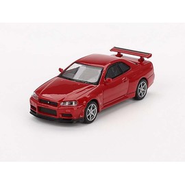 Diecast Model Car Compatible with Mini GT 1:64 Nissan Skyline GT-R (R34) V-Spec Active Red Limited Edition MGT00796