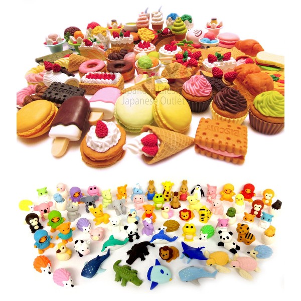 Iwako Erasers Animal & Dessert Assorted Collection - Pack of 30 (15 Animals + 15 Desserts)