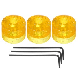 sourcing map Dome Knobs Guitar Knob 6mm Flake Yellow Plastic Volume Tone Control for Electric Guitar Bass with Inner Hexagon Spanner Pack of 3