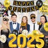 Happy New Year Party Supplies 2025-1pcs Gold Glitter Happy New