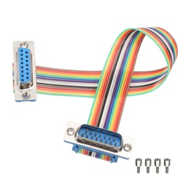 sourcing map IDC Serial Cable Rainbow Wire Flat Ribbon Cable DB15 Male to DB15 Female 8 Inch Length 2.54mm Pitch Breadboard Jumper Wires for Electronic Projects