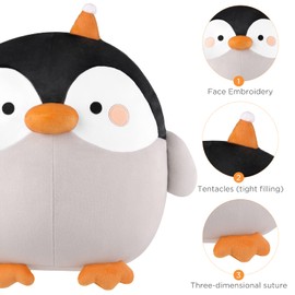 GAGAKU Plush Pillow Penguin 30 cm Thick Cartoon Cylindrical Plush Toy Soft Kawaii Glow in the Dark Hugging Toy for Girls and Boys for Birthday or Valentine's Day