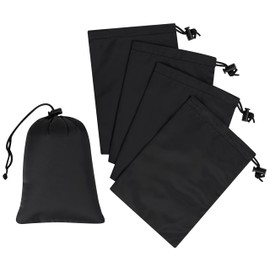 Drawstring Bag - UltraLight Nylon Cinch and Ditty Multi-Use Pouch For Gifts, Collectors, Personal Electronics (5 pack, Black, 6 x 8 inch)