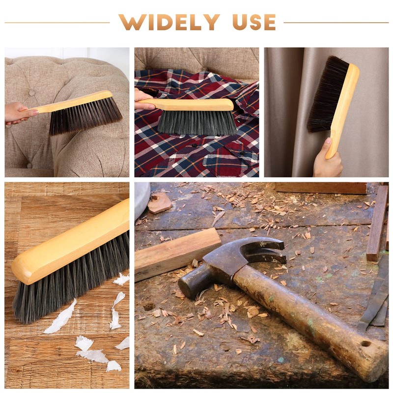 Patelai 2 Pieces Wooden Bench Brushes Fireplace Brush Natural Fiber