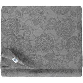 Linen & Cotton Jacquard Tablecloth Table Linen Roseus Damask Pattern - 100% Linen, Grey (147 x 220 cm) Festive Square for Home Kitchen Decoration Catering Birthday Wedding