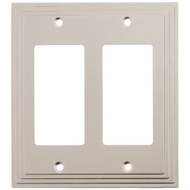 Amerelle Steps Double Rocker Cast Metal Wallplate in Satin Nickel