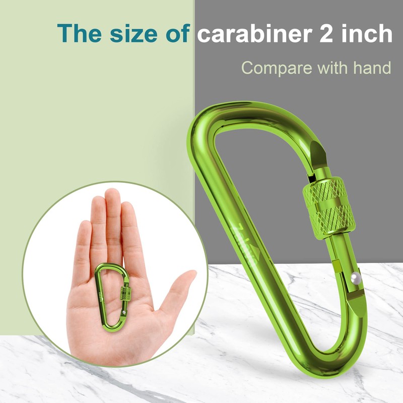 Zalava 6 pcs 2”D-Clip Durable Locking Carabiner Keychain Clip,Keychain Clip