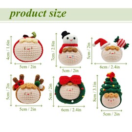 HNOMISE Handmade Cute Crochet Ball Dolls with Keychain Car Decorations with Wooden Base, 03Christmas Series-Santa Claus