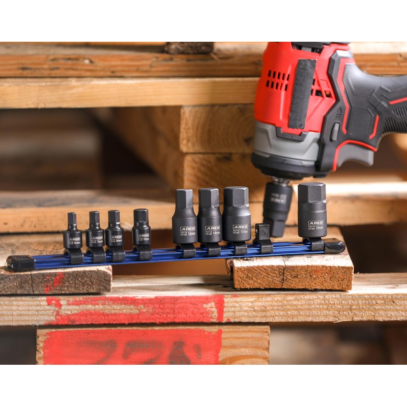 ARES 70497-9-Piece Metric Impact Hex Driver Set - Chrome Moly