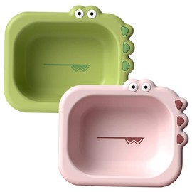 CORHAD 2pcs Portable Washing Basin Cartoon Spa Bath Tub for Newborns Lightweight and Space Saving Washbasin for Face Hands and Feet Cleaning Green Pink