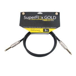 SuperFlex Gold | Premium Instrument Cable | 3-ft length with Straight Gold Connectors | SFI-3SS