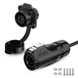 CNLINKO LP12 5-Pin Circular Connector with 1 Meter Cable Assemblies, IP68 Waterproof Industrial Electrical Connector for Outdoor Equipment Automotive Machinery M12 Cylindrical Connectors (5 Pin)