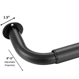 Room Darkening Curtain Rod, Wrap Around Design, Extra-Thick 1-Inch Diameter Single Drapery Rod, Extendable Metal Rod Set for the Blackout Curtains and Sheer (Matte Black, 48-84")