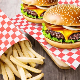 115pcs Deli Paper Sheets - 12x12" Sandwich Wrapping Paper, Checkered Wax Paper, Premium Grease Resistant Food Basket Liners