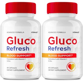 Vitavault Gluco Refresh Capsules, GlucoRefresh Support Supplement Pills - Maximum Strength, Gluco Refresh Health & Wellness Capsules, GlucoRefresh All Natural Formula Pills Reviews (2 Pack)