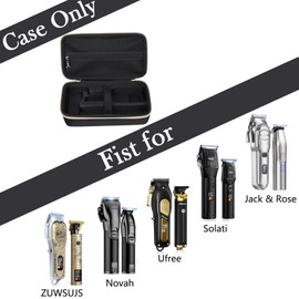 Clipper Case for Ufree/Novah® / Solati/ZUWSUJS/Jack & Rose/Romanda Professional Hair Clippers, Beard Trimmer Organizer Travel Storage Bag for Cordless Barber & Trimmers Set (Black & Golden)