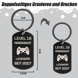 Keyring 18th Birthday Gift Boy Girl Funny Cool Gifts with Box Gift for 18th Birthday for Son Daughter Brother, black