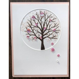 Handmade Card, Tree, Cherry Blossoms, Pink