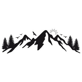 GRAZDesign Wall Tattoo Mountains with Sunset Camping Camper Travel for Living Room Hallway Indoor and Outdoor Use 96 x 30 cm Black