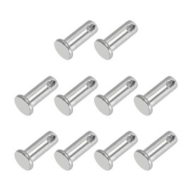 PATIKIL 8 x 20 mm Single Hole Clevis Pins, 10 Pcs 304 Stainless Steel Flat Head Pin for Hitch Pin Lock Link Hinge Systems, Silver