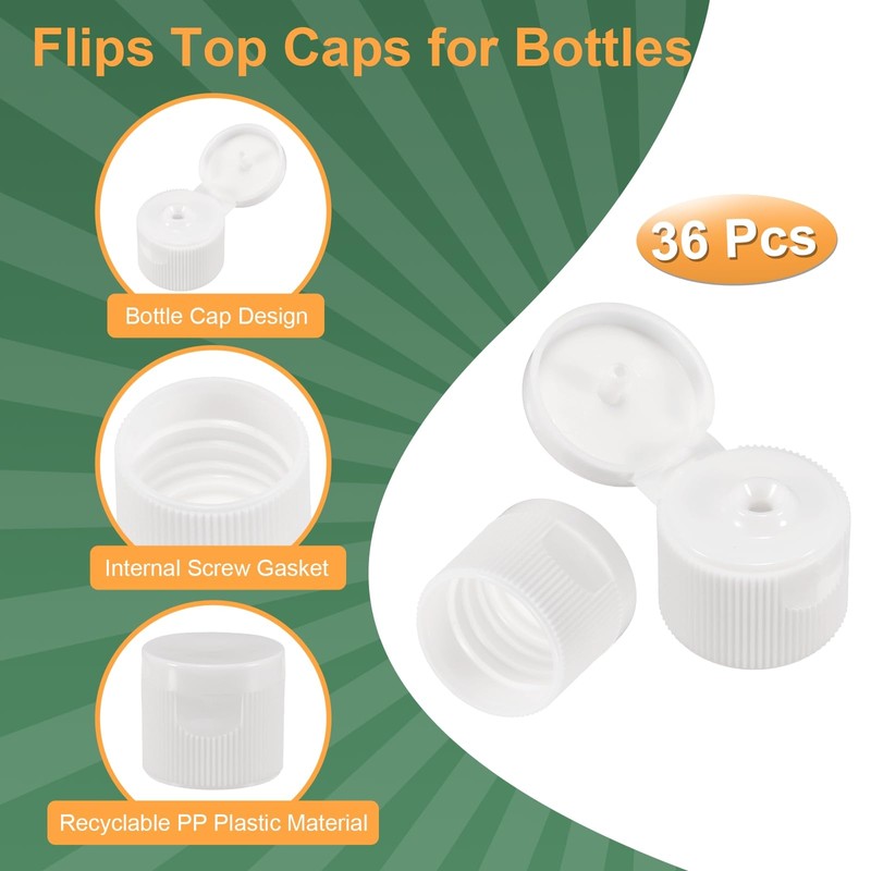 sourcing map 36pcs 18/410 Flips Top Caps for Bottles, Replacement