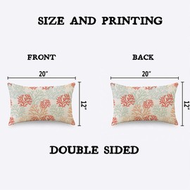 TKS MITLAN Red, Pink and Mint Corals Pillow Covers 12 x 20 Inch Tropical Reef Nautical Doodles Decorative Throw Pillow Covers Linen Cushion Case for Sofa Couch