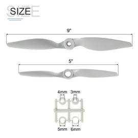 sourcing map 9x6 9x6 Propeller RC Propellers 2 Vane Blades Props Grey with Adapter Rings for Electric Airplane Aircraft, Pack of 4