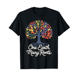 One Earth Many Roots Eco-Friendly Cultural Diversity Tree T-Shirt