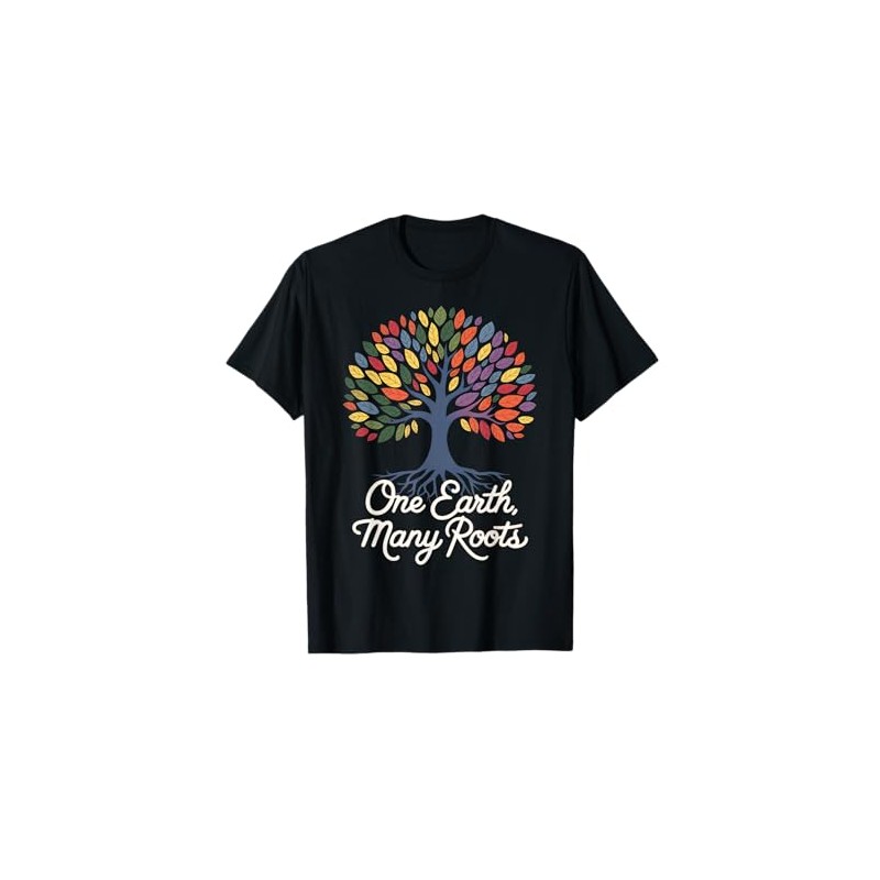 One Earth Many Roots Eco-Friendly Cultural Diversity Tree T-Shirt