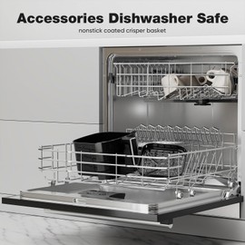 Sweetcrispy Air Fryer 6QT with Window, Square Airfryer Oven 12-in-1 for Family, 400°F Rapid Air Crispy Technology, Roast Bake Dehydrate, Nonstick & Easy-Clean Basket,Grey