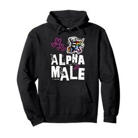 Cute Alpha Male Unicorn Riding on Rainbow Teddy Pullover Hoodie