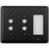 Classic Accents Rounded Black 3 Gang Combo Switch Plate -