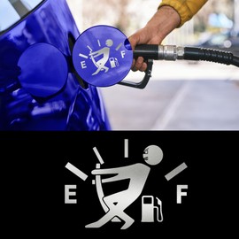 Funny Car Stickers, High Gas Consumption Decal Auto Fuel Tank Cover Sticker, Universal Car Decor Accessories Fuel Gage Empty Decal for Men and Women, Fit Cars, SUVs, Trucks, Motorcycles (Silver
