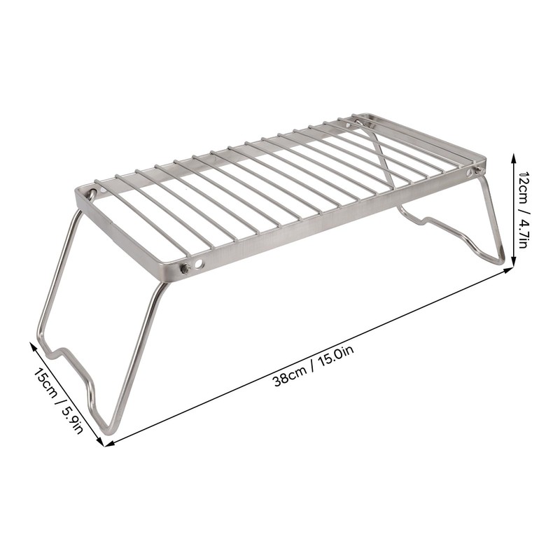 Stainless Steel Adjustable Height Folding Camping Grate Thicker Camp Fire