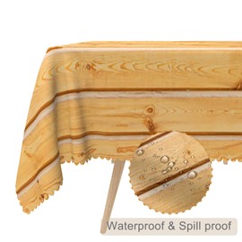 TTQYFNM 60x120inches Rustic Wood Grain Rectangle Tablecloth Natural Wood Plank Texture Table Cloth Washable and Wrinkle Resistant Table Cover for Kitchen Dining Room Barbecue Party Farmhouse Decor