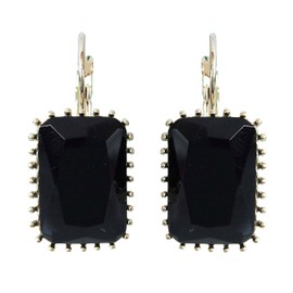 Navachi 18k Gold Plated Square Black Crystal Acetate Az1032e Leverback Earrings