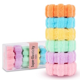 SXQLYH Pack of 6 Large Hair Scrunchies Band Rope Seamless Cotton Stretchy Ponytail Holder Headband for Thick Heavy Long and Curly Hair, No Kinks No Interruption (Mixed Colour A)