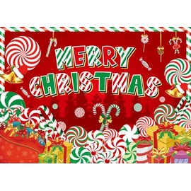 Peppermint Christmas Backdrop Merry Christmas Peppermint Candy Cane Lollipop Photography Background Kids Adults Xmas Birthday Winter Family Holiday Baby Shower Party Decoration (7x5FT)