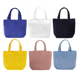 Pertion 6 Pack Small Canvas Tote Bags, Cute Bags with Handles Reusable Sturdy Little Gift Bags for Small Items, 9 x 8 x 4 inches