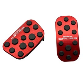 OKAYOHINN CRS-DBR Toyota Corolla Cross Pedal Cover, Brake Axle Cover, Safe Driving, Installation Instruction Manual Included, Tight Installation, Interior Parts, Aluminum Alloy and Rubber, 2 PCS (Red)