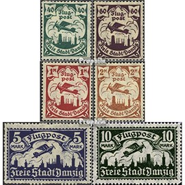 Gdansk 66X-71X (complete.issue.) with puncture, perforation possibly. errors with hinge 1921 Airmail (Stamps for collectors) Airplanes/Balloons/Zeppelins/Aviation