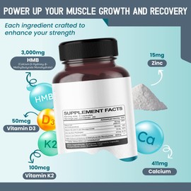 Liposomal HMB with Vitamin D3, K2 & Zinc – Advanced Formula – Supports Muscle Mass, Bone Wellness & Recovery* – 60 Capsules (Pack of 2) – No Gluten or GMOs – Made in The USA
