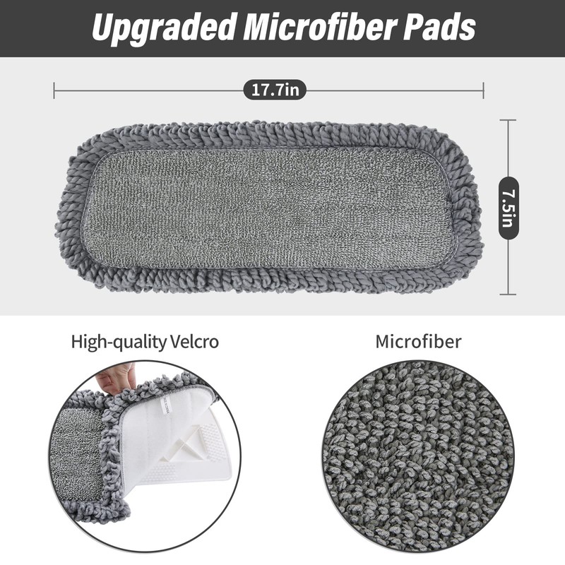 16.5 inch Mop Pads Refills, 3 Pack Microfiber Reusable Replacement