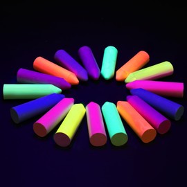 Feifeiya 30 Pcs Glow in the Dark Chalk Under Blacklight, 6 Neon Colors Washable Dustless UV Sidewalk Chalk for Black Light Party Playground Chalkboard Birthday Gift and Outdoor Drawing (Crayon)