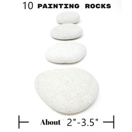 Chiloskit White Stones for Painting, 10 Large Stones 2" - 3.5" Flat Smooth Stones Craft Stones for Rock Painting, Beauty Stones, Painting Favors