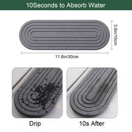 Mison Home Water Absorbing Stone Tray Fast Drying Diatomite Stone Sink Tray Sink Caddy Organizer Coaster for Kitchen Bathroom Countertop (with Wooden Feet) – 1 Pack