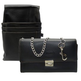 flevado Mondial Gastro Waiter's Wallet Set Unisex Gastro Wallet Black and Halter with a Trouser Chain, black, Modern