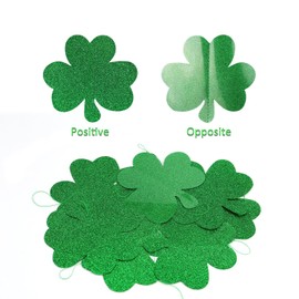 HOWAF St.patricks Day Decorations, Glitter Shamrock Foil String Hanging Garland (39.37FT, 57Shamrocks) Irish Green St Patrick’s Party Accessories for St Patrick Party Home Party Decor Favors Supplies