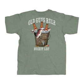 OLD GUYS RULE Men's Graphic T-Shirt, Fresh Bucket List - Gift for Dad, Grandpa, Husband, Father's Day, Birthday, Holiday - Funny Novelty Tee for Fishing, Boats, Beer Drinkers (Heather Green, X-Large)